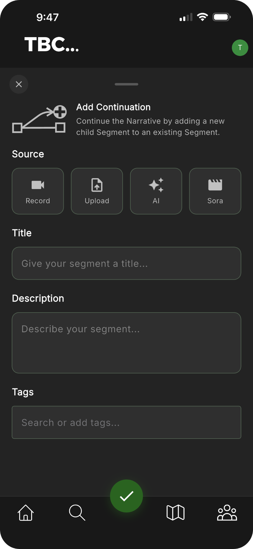 Upload and content creation interface